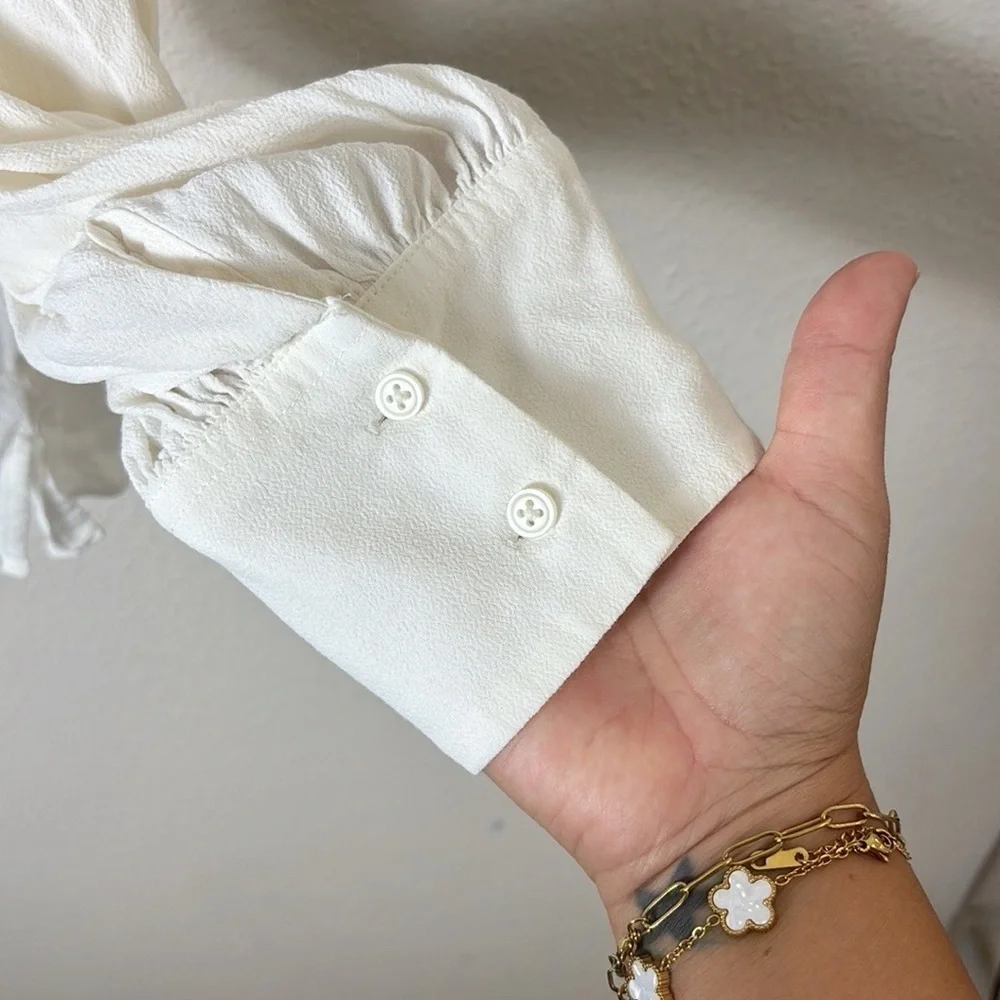 J. Crew 100% Viscose White Button Down Shirt size Large